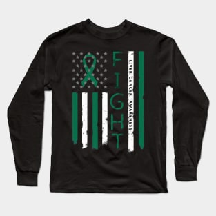 liver cancer  Awareness Ribbon American Flag Long Sleeve T-Shirt